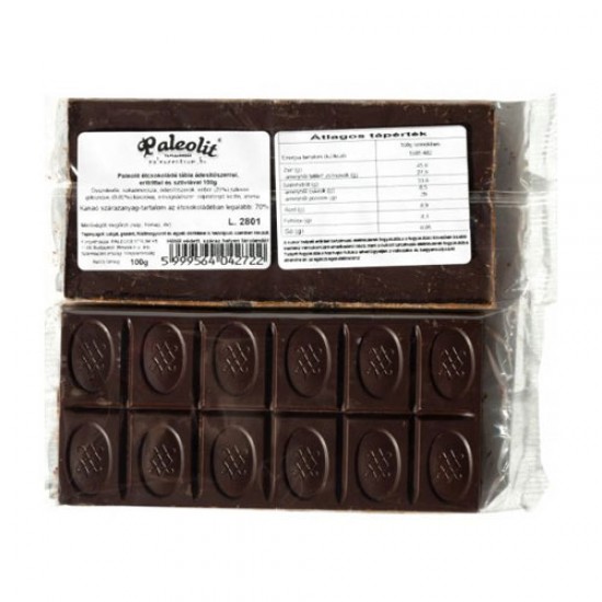 Paleolit Étcsokoládé Tábla Eritrittel 100 g Paleolit Étcsokoládé Tábla Eritrittel 100 g
