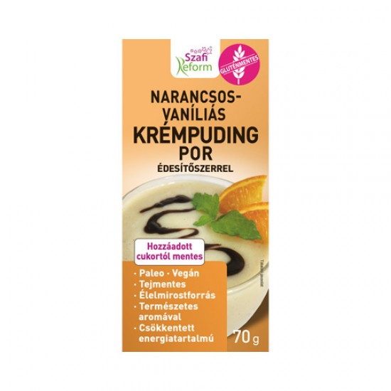 Szafi Reform Narancsos-Vaníliás Krémtúró Ízű Pudingpor Édesítőszerrel 70 g Szafi Reform Narancsos-Vaníliás Krémtúró Ízű Pudingpor Édesítőszerrel 70 g