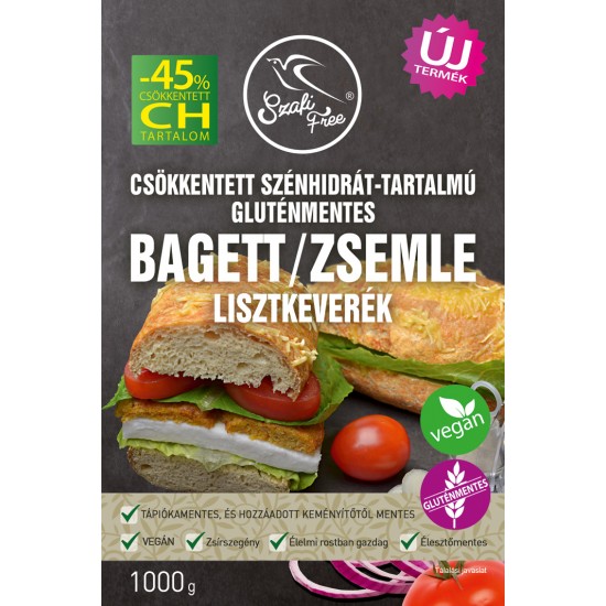 Szafi Free Csökkentett Szénhidrát-tartalmú Bagett / Zsemle Lisztkeverék 1000 g