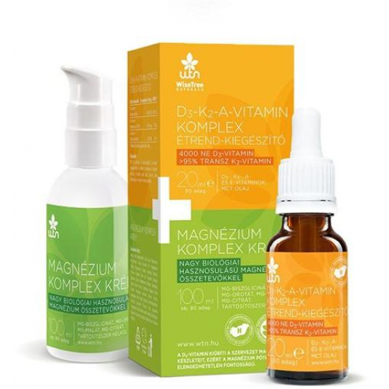 WTN D3-K2-A-vitamin Komplex Csepp 20 ml + Magnézium Krém 100 ml WTN D3-K2-A-vitamin Komplex Csepp 20 ml + Magnézium Krém 100 ml